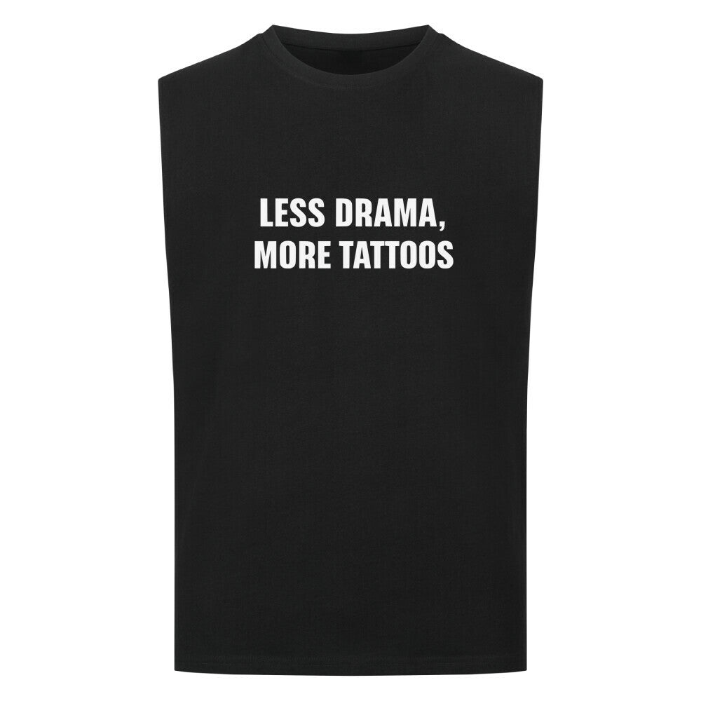Less Drama - Sleeveless Oversized Shirt T-Shirt S Schwarz Tattoo Fashion von inked-mafia.de. Dieses Teil gehört in jeden Kleiderschrank eines inked-rebels! Finde ideale Geschenke für Tätowierte, Tattoofans oder Tätowierer.