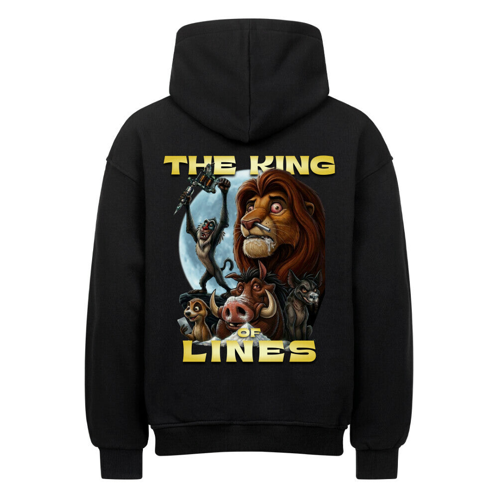 King of Lines - Heavy Oversized Backprint Hoodie Hoodie XS Schwarz Tattoo Fashion von inked-mafia.de. Dieses Teil gehört in jeden Kleiderschrank eines inked-rebels! Finde ideale Geschenke für Tätowierte, Tattoofans oder Tätowierer.