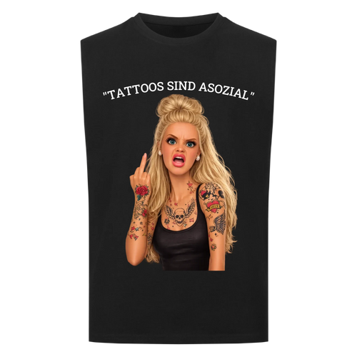 Asozial (Black-Edition) - Sleeveless Oversized Shirt (personalisierbar) Customizer Sleeveless Oversized Shirt Schwarz S Tattoo Fashion von inked-mafia.de. Dieses Teil gehört in jeden Kleiderschrank eines inked-rebels! Finde ideale Geschenke für Tätowierte, Tattoofans oder Tätowierer.