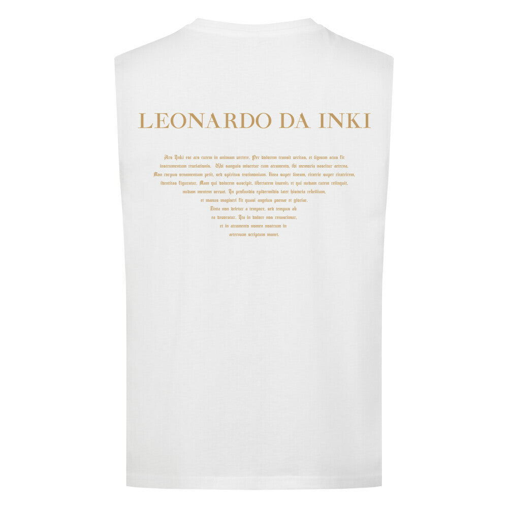 Da Inki - Sleeveless Oversized Shirt T-Shirt Front- und Backprint S Weiß Tattoo Fashion von inked-mafia.de. Dieses Teil gehört in jeden Kleiderschrank eines inked-rebels! Finde ideale Geschenke für Tätowierte, Tattoofans oder Tätowierer.