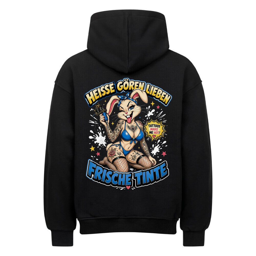 Frische Tinte - Heavy Oversized Backprint Hoodie Hoodie XS Schwarz Tattoo Fashion von inked-mafia.de. Dieses Teil gehört in jeden Kleiderschrank eines inked-rebels! Finde ideale Geschenke für Tätowierte, Tattoofans oder Tätowierer.