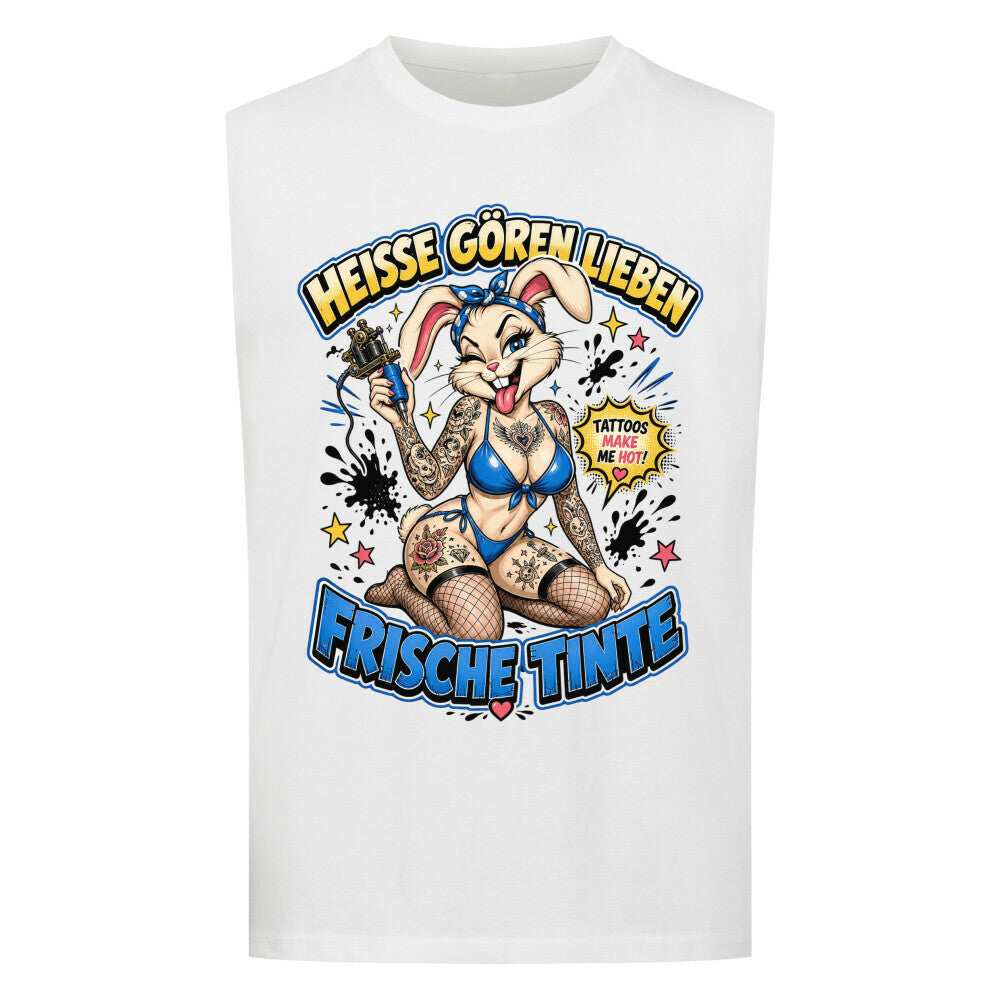 Frische Tinte - Sleeveless Oversized Shirt T-Shirt S Weiß Tattoo Fashion von inked-mafia.de. Dieses Teil gehört in jeden Kleiderschrank eines inked-rebels! Finde ideale Geschenke für Tätowierte, Tattoofans oder Tätowierer.