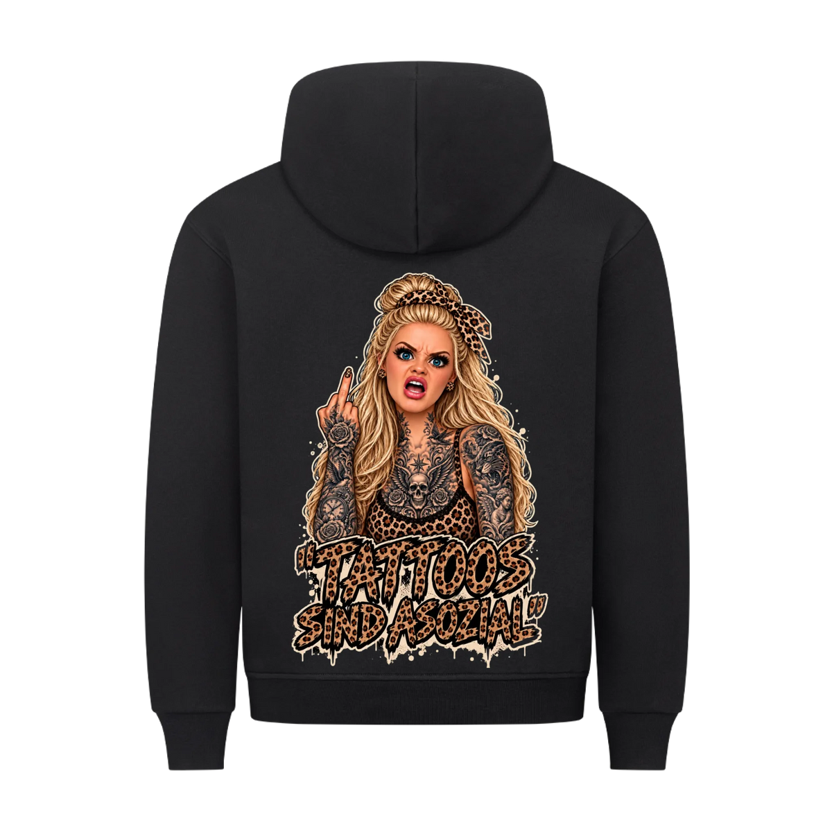 Asozial (LEO-Edition) - Backprint Hoodie (personalisierbar) Customizer Hoodie Beige S Tattoo Fashion von inked-mafia.de. Dieses Teil gehört in jeden Kleiderschrank eines inked-rebels! Finde ideale Geschenke für Tätowierte, Tattoofans oder Tätowierer.