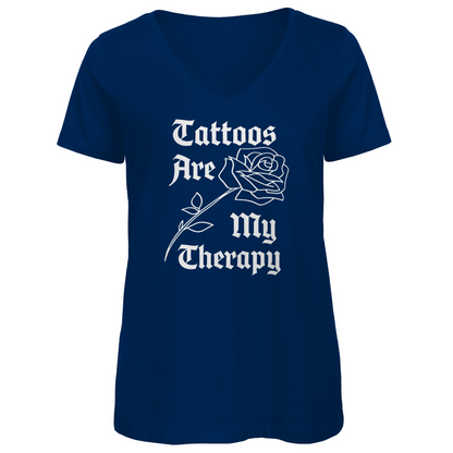 Therapy - Damen Shirt Clothes  Navy Blue XS  Tattoo Fashion von inked-mafia.de. Dieses Teil gehört in jeden Kleiderschrank eines inked-rebels! Finde ideale Geschenke für Tätowierte, Tattoofans oder Tätowierer.