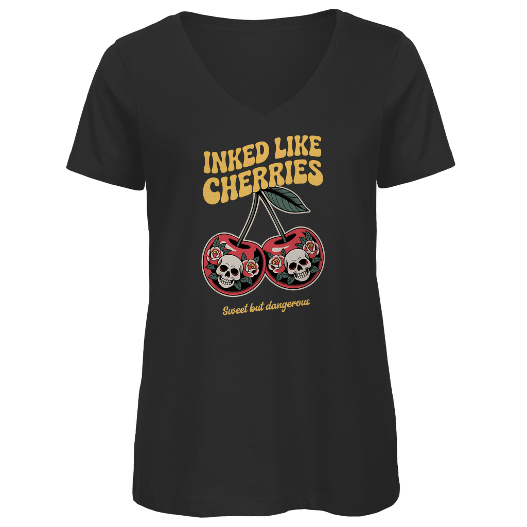 Cherries - Damen Shirt Clothes Schwarz XS Tattoo Fashion von inked-mafia.de. Dieses Teil gehört in jeden Kleiderschrank eines inked-rebels! Finde ideale Geschenke für Tätowierte, Tattoofans oder Tätowierer.
