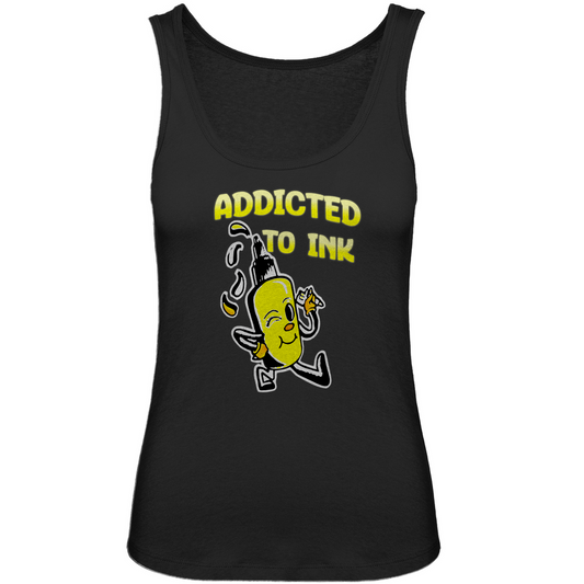 Addicted to ink - Damen Tank Top Clothes  Schwarz XS  Tattoo Fashion von inked-mafia.de. Dieses Teil gehört in jeden Kleiderschrank eines inked-rebels! Finde ideale Geschenke für Tätowierte, Tattoofans oder Tätowierer.