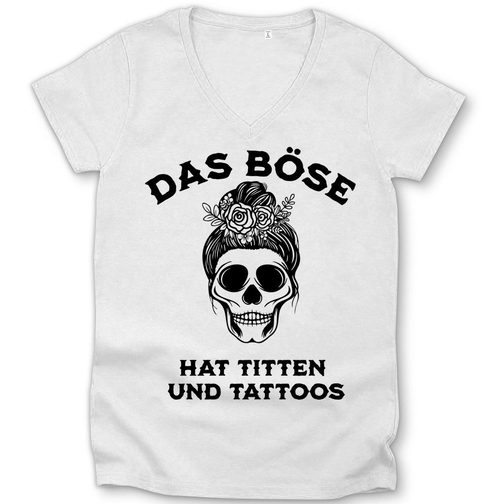 Das Böse - Damen Shirt Clothes  Weiß XS  Tattoo Fashion von inked-mafia.de. Dieses Teil gehört in jeden Kleiderschrank eines inked-rebels! Finde ideale Geschenke für Tätowierte, Tattoofans oder Tätowierer.