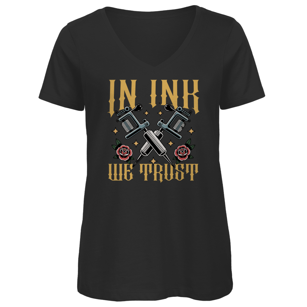 In ink we trust - Damen Shirt Clothes Schwarz XS Tattoo Fashion von inked-mafia.de. Dieses Teil gehört in jeden Kleiderschrank eines inked-rebels! Finde ideale Geschenke für Tätowierte, Tattoofans oder Tätowierer.