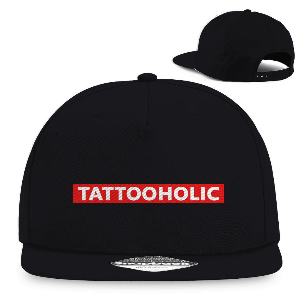 Tattooholic - Snapback Cap Accessories  Schwarz   Tattoo Fashion von inked-mafia.de. Dieses Teil gehört in jeden Kleiderschrank eines inked-rebels! Finde ideale Geschenke für Tätowierte, Tattoofans oder Tätowierer.