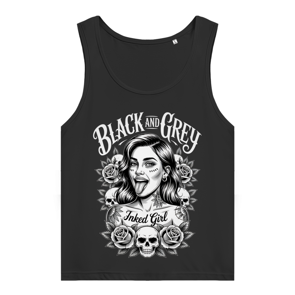 Black and Grey - Damen Tank Top Clothes Schwarz XS Tattoo Fashion von inked-mafia.de. Dieses Teil gehört in jeden Kleiderschrank eines inked-rebels! Finde ideale Geschenke für Tätowierte, Tattoofans oder Tätowierer.