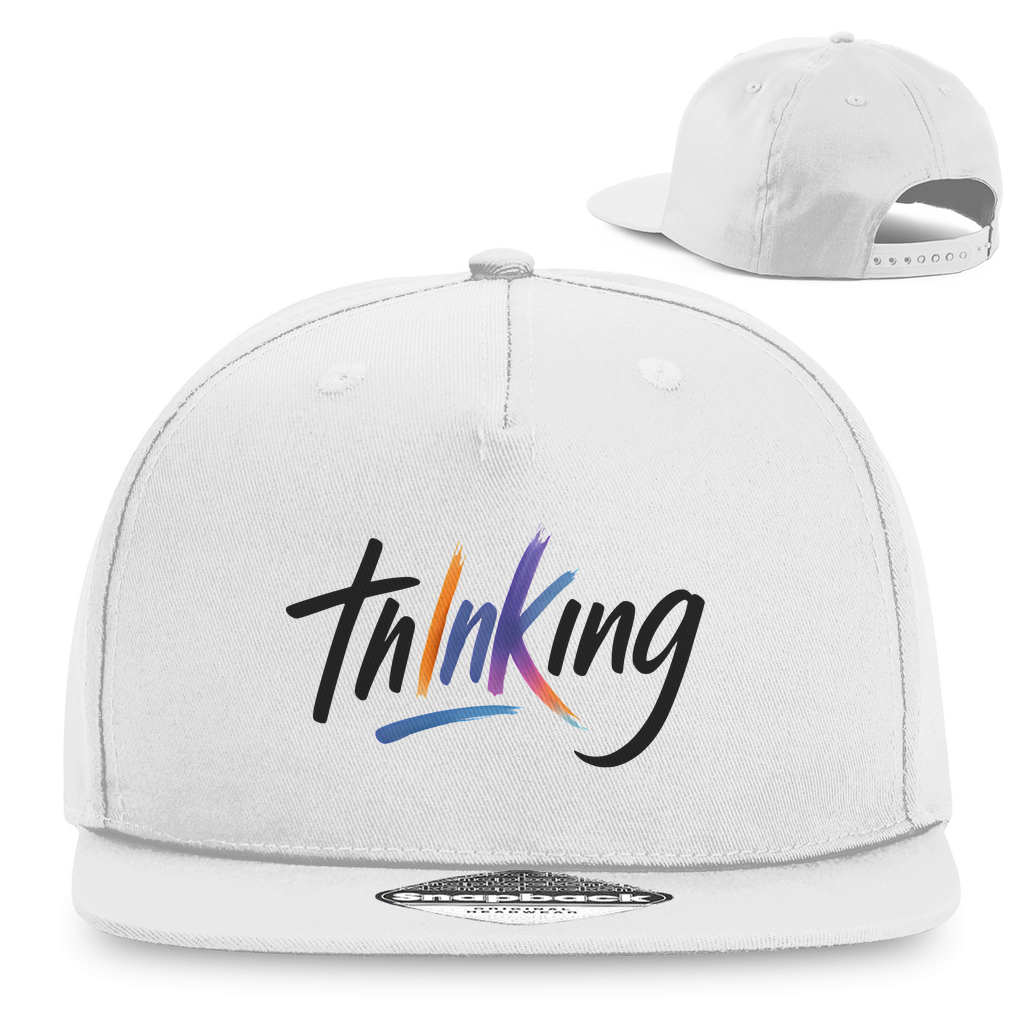 thinking - Snapback Cap Accessories Weiß Tattoo Fashion von inked-mafia.de. Dieses Teil gehört in jeden Kleiderschrank eines inked-rebels! Finde ideale Geschenke für Tätowierte, Tattoofans oder Tätowierer.