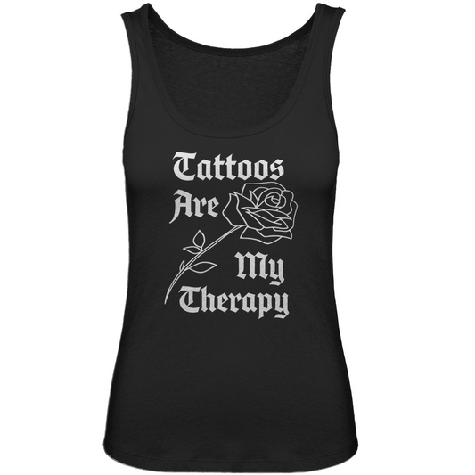 Therapy - Damen Tank Top Clothes  Schwarz XS  Tattoo Fashion von inked-mafia.de. Dieses Teil gehört in jeden Kleiderschrank eines inked-rebels! Finde ideale Geschenke für Tätowierte, Tattoofans oder Tätowierer.