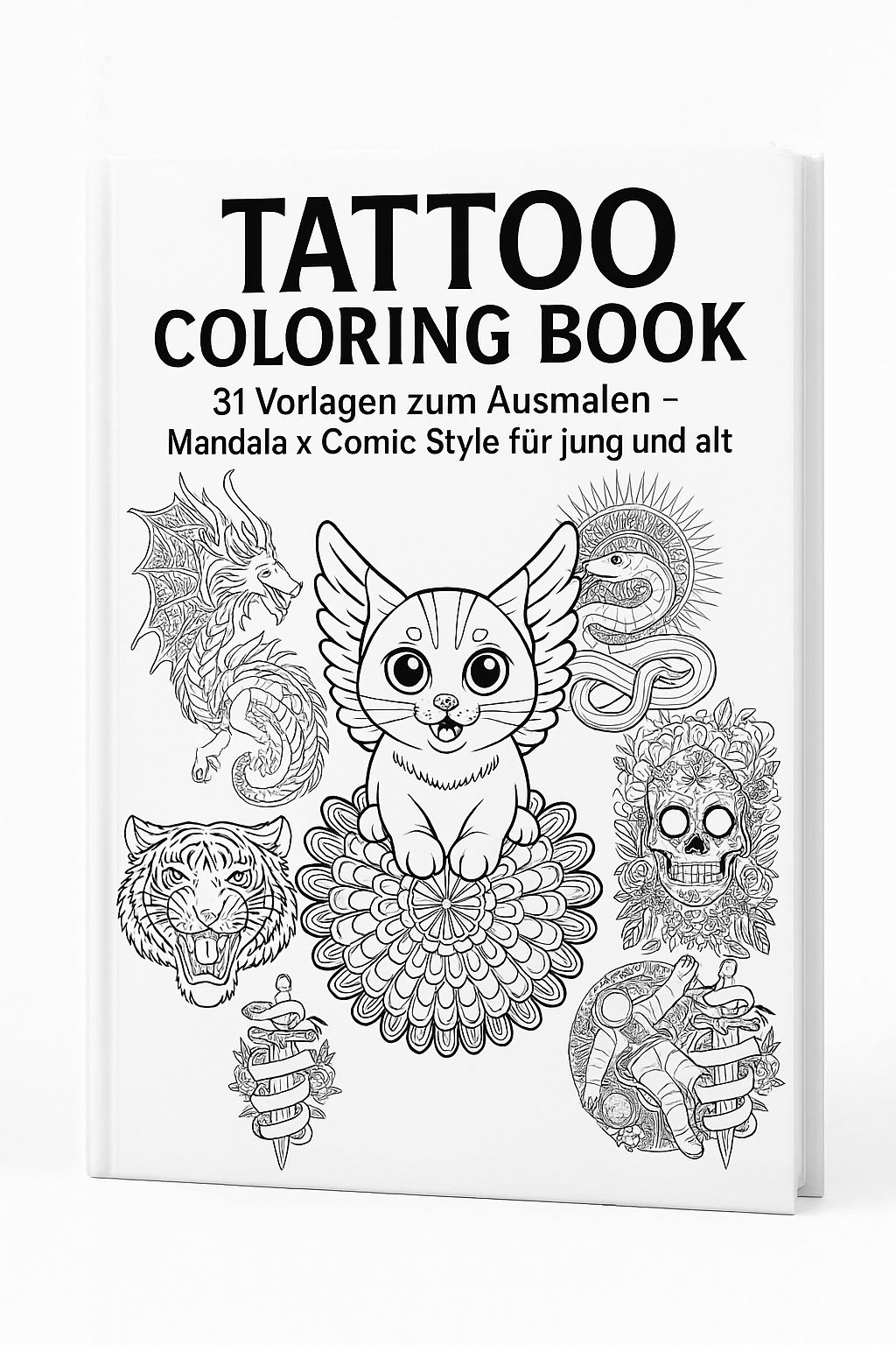 Tattoo Coloring Book – 31 Vorlagen zum Ausmalen Tattoo Fashion von inked-mafia.de. Dieses Teil gehört in jeden Kleiderschrank eines inked-rebels! Finde ideale Geschenke für Tätowierte, Tattoofans oder Tätowierer.