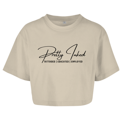 Pretty Inked - Damen Oversized Crop Top Clothes  Sand XS  Tattoo Fashion von inked-mafia.de. Dieses Teil gehört in jeden Kleiderschrank eines inked-rebels! Finde ideale Geschenke für Tätowierte, Tattoofans oder Tätowierer.