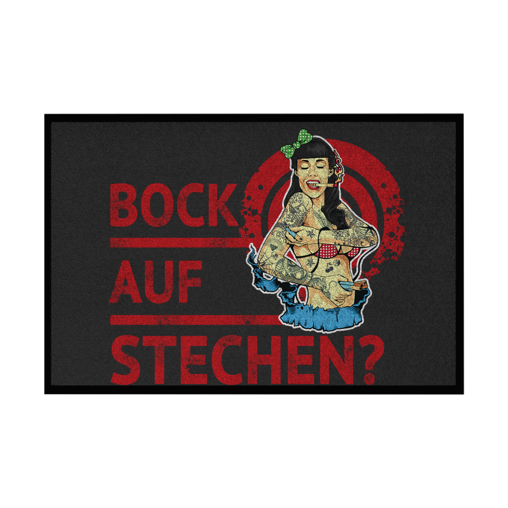 Bock auf Stechen - Fußmatte Home & Living  Schwarz 35x50cm  Tattoo Fashion von inked-mafia.de. Dieses Teil gehört in jeden Kleiderschrank eines inked-rebels! Finde ideale Geschenke für Tätowierte, Tattoofans oder Tätowierer.