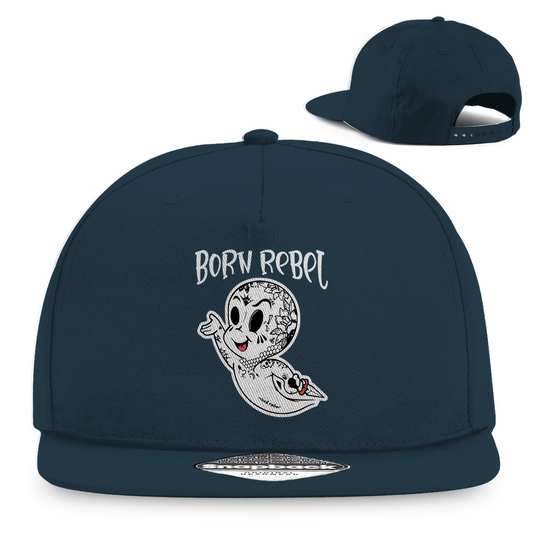 Born Rebel - Snapback Cap Accessories  Navy Blue   Tattoo Fashion von inked-mafia.de. Dieses Teil gehört in jeden Kleiderschrank eines inked-rebels! Finde ideale Geschenke für Tätowierte, Tattoofans oder Tätowierer.