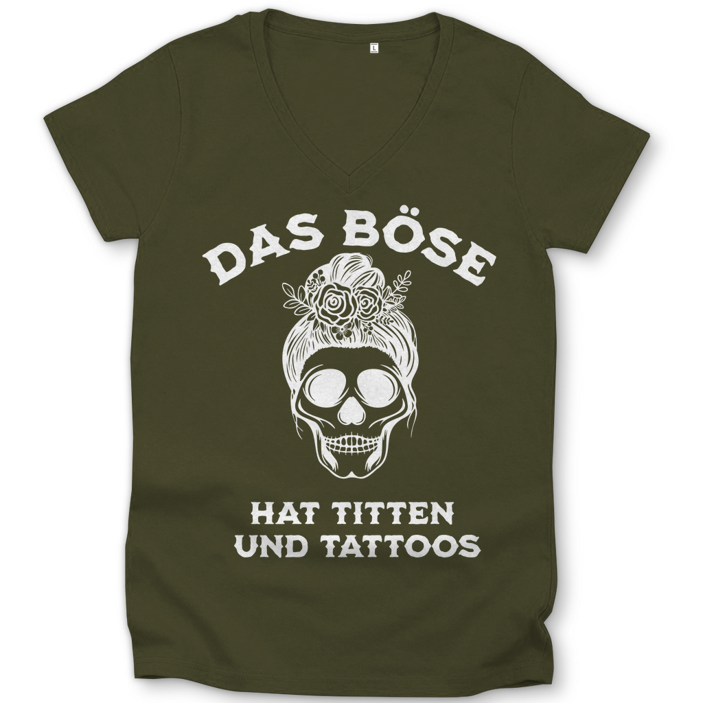 Das Böse - Damen Shirt Clothes  Khaki XS  Tattoo Fashion von inked-mafia.de. Dieses Teil gehört in jeden Kleiderschrank eines inked-rebels! Finde ideale Geschenke für Tätowierte, Tattoofans oder Tätowierer.