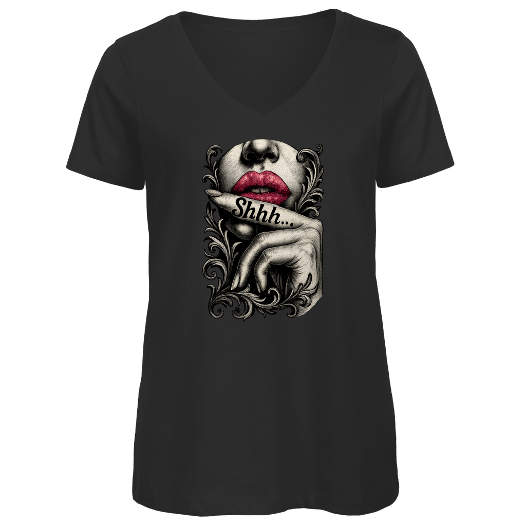 Shhh - Damen Shirt Clothes Schwarz XS Tattoo Fashion von inked-mafia.de. Dieses Teil gehört in jeden Kleiderschrank eines inked-rebels! Finde ideale Geschenke für Tätowierte, Tattoofans oder Tätowierer.