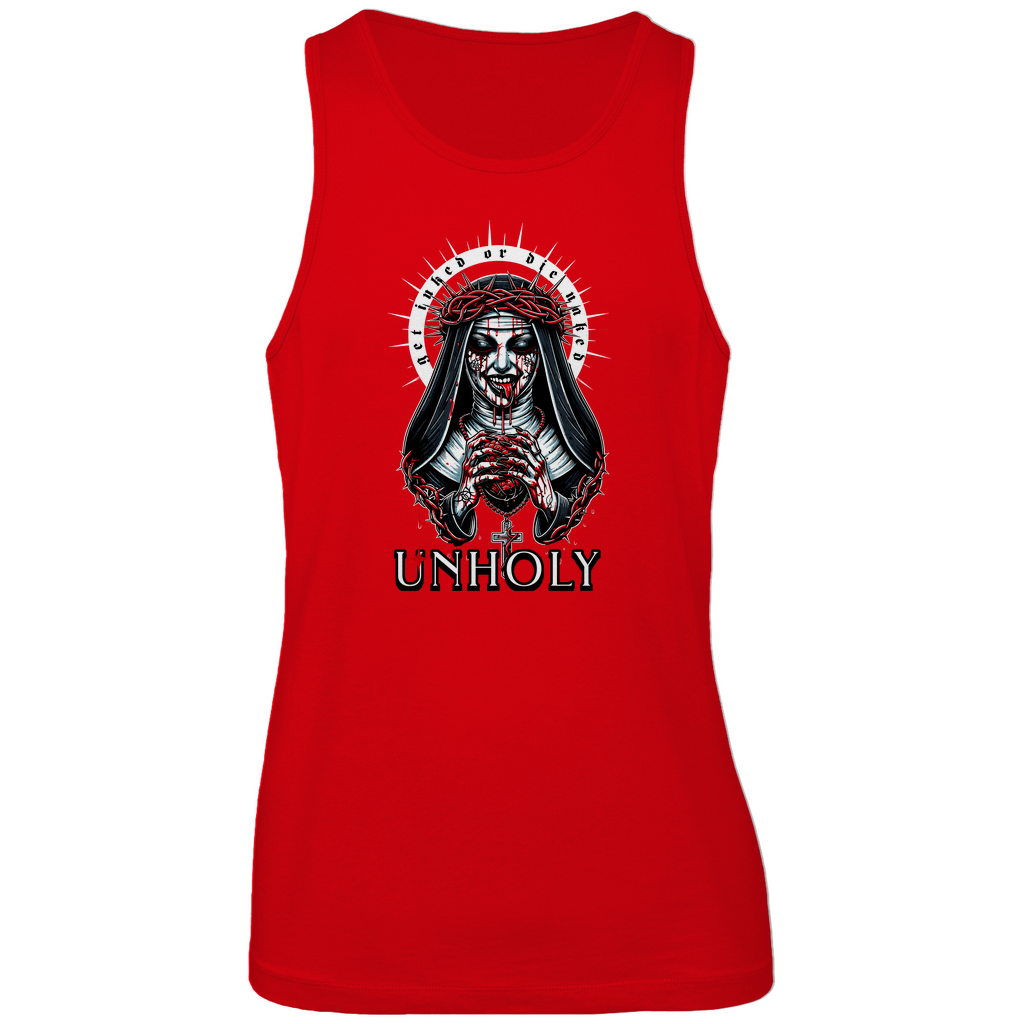 Unholy - Herren Tank Top Clothes  Rot S  Tattoo Fashion von inked-mafia.de. Dieses Teil gehört in jeden Kleiderschrank eines inked-rebels! Finde ideale Geschenke für Tätowierte, Tattoofans oder Tätowierer.
