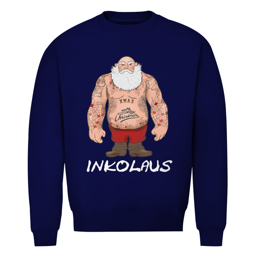 Inkolaus - Unisex Weihnachtssweater Clothes  Navy Blue XS  Tattoo Fashion von inked-mafia.de. Dieses Teil gehört in jeden Kleiderschrank eines inked-rebels! Finde ideale Geschenke für Tätowierte, Tattoofans oder Tätowierer.