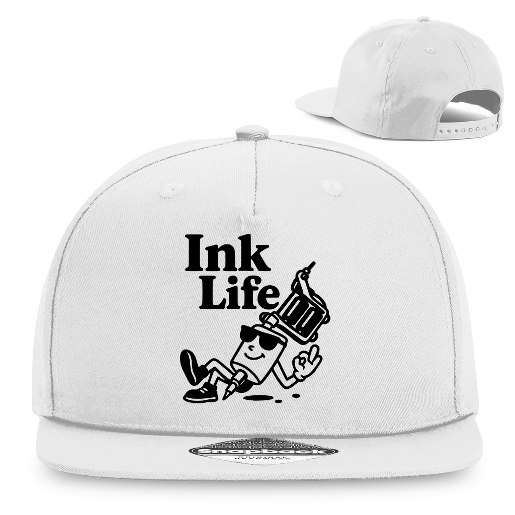 Ink Life - Snapback Cap Accessories Weiß Tattoo Fashion von inked-mafia.de. Dieses Teil gehört in jeden Kleiderschrank eines inked-rebels! Finde ideale Geschenke für Tätowierte, Tattoofans oder Tätowierer.