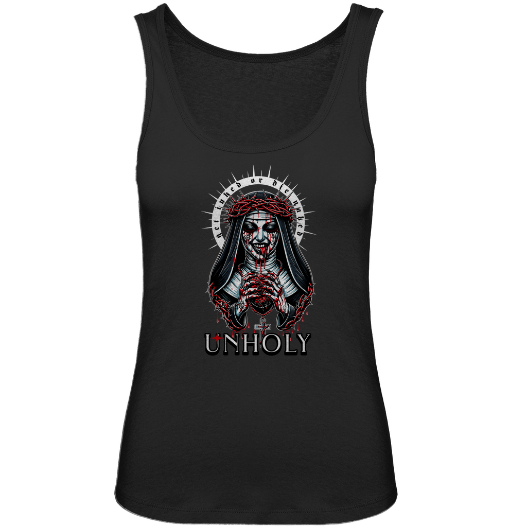 Unholy - Damen Tank Top Clothes  Schwarz XS  Tattoo Fashion von inked-mafia.de. Dieses Teil gehört in jeden Kleiderschrank eines inked-rebels! Finde ideale Geschenke für Tätowierte, Tattoofans oder Tätowierer.