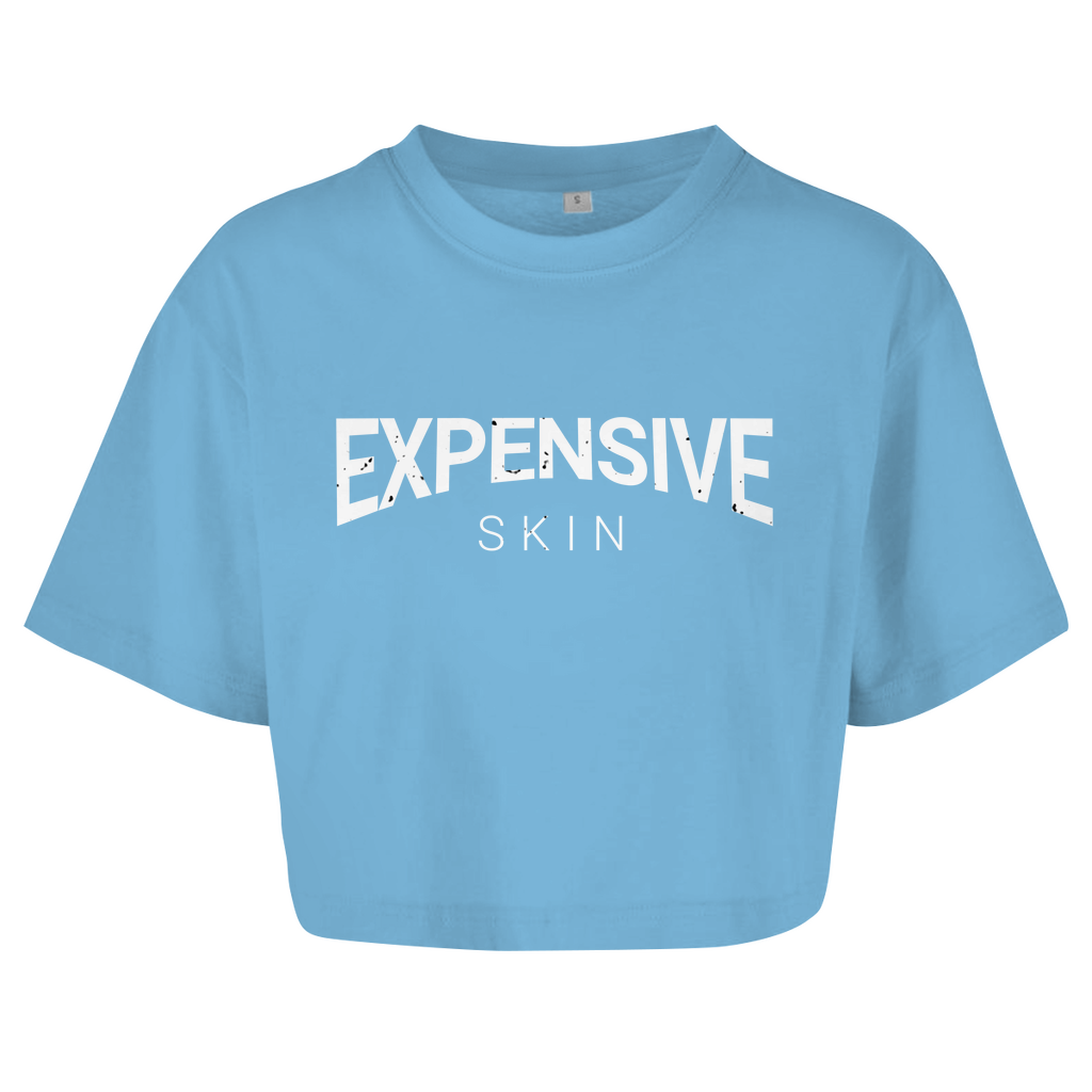 Expensive Skin - Damen Oversized Crop Top Clothes Hellblau XS Tattoo Fashion von inked-mafia.de. Dieses Teil gehört in jeden Kleiderschrank eines inked-rebels! Finde ideale Geschenke für Tätowierte, Tattoofans oder Tätowierer.