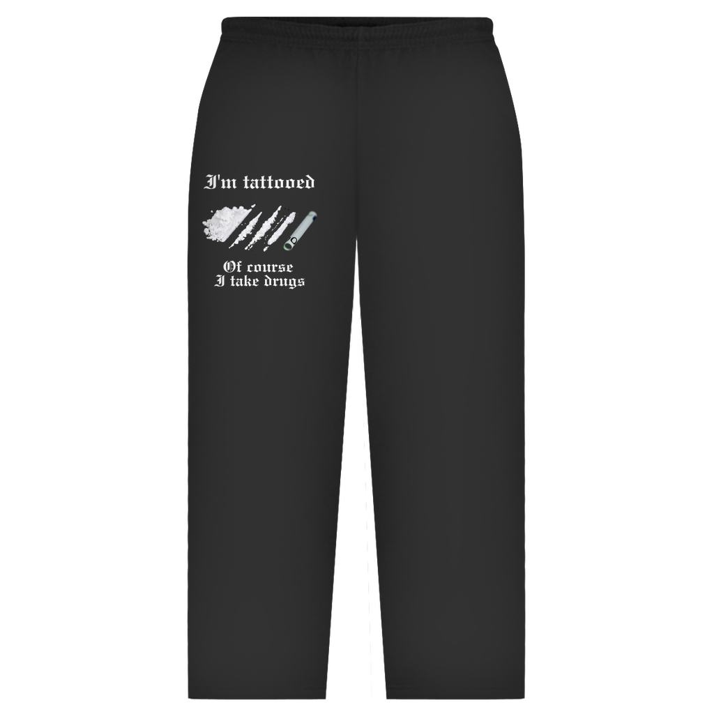 Drugs - Oversized Sweatpants Clothes Schwarz S Tattoo Fashion von inked-mafia.de. Dieses Teil gehört in jeden Kleiderschrank eines inked-rebels! Finde ideale Geschenke für Tätowierte, Tattoofans oder Tätowierer.