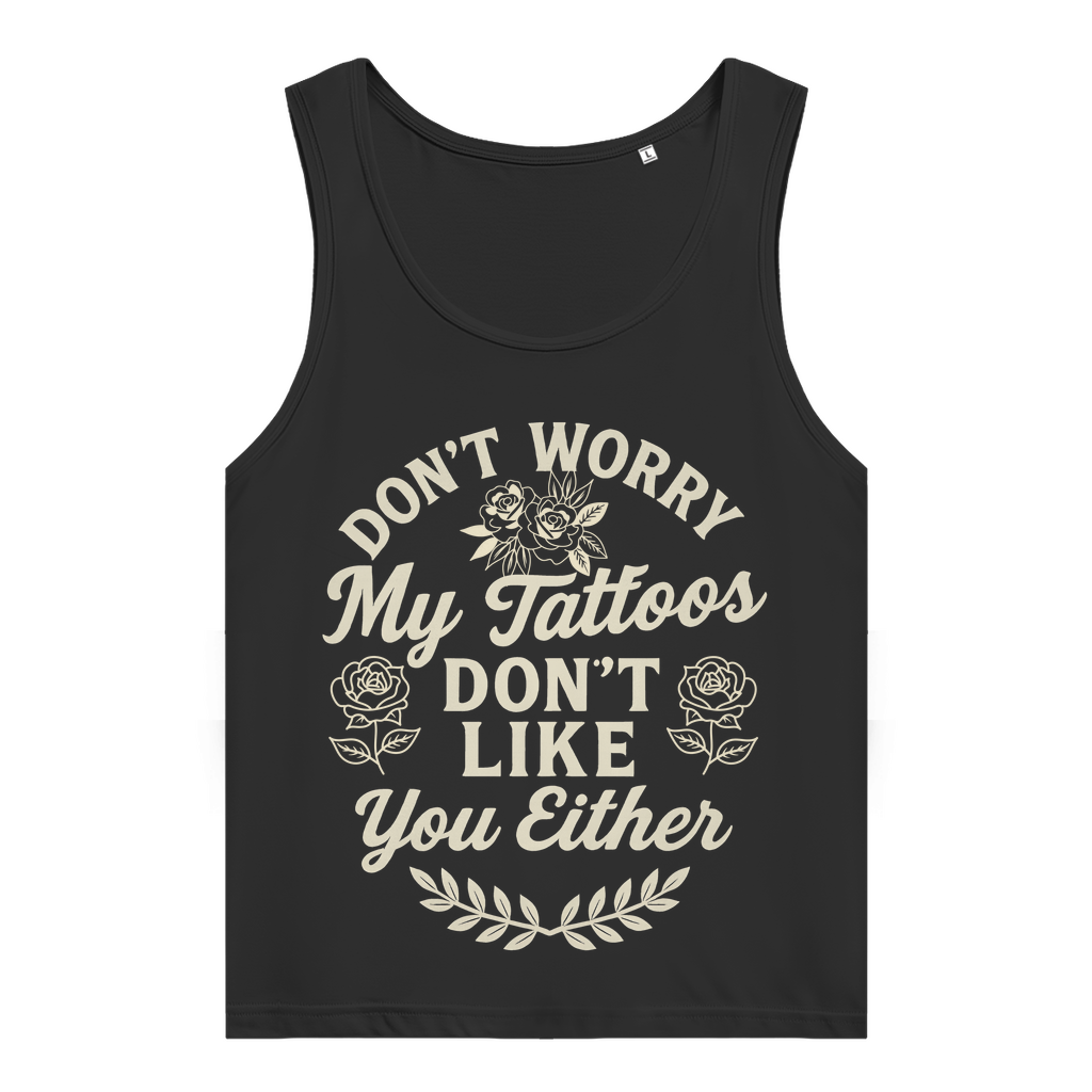 Don't worry - Damen Tank Top Clothes Schwarz XS Tattoo Fashion von inked-mafia.de. Dieses Teil gehört in jeden Kleiderschrank eines inked-rebels! Finde ideale Geschenke für Tätowierte, Tattoofans oder Tätowierer.