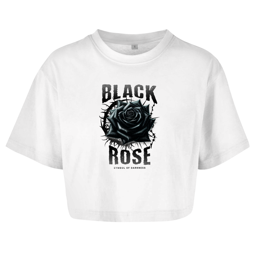 Black Rose - Damen Oversized Crop Top Clothes Weiß XS Tattoo Fashion von inked-mafia.de. Dieses Teil gehört in jeden Kleiderschrank eines inked-rebels! Finde ideale Geschenke für Tätowierte, Tattoofans oder Tätowierer.