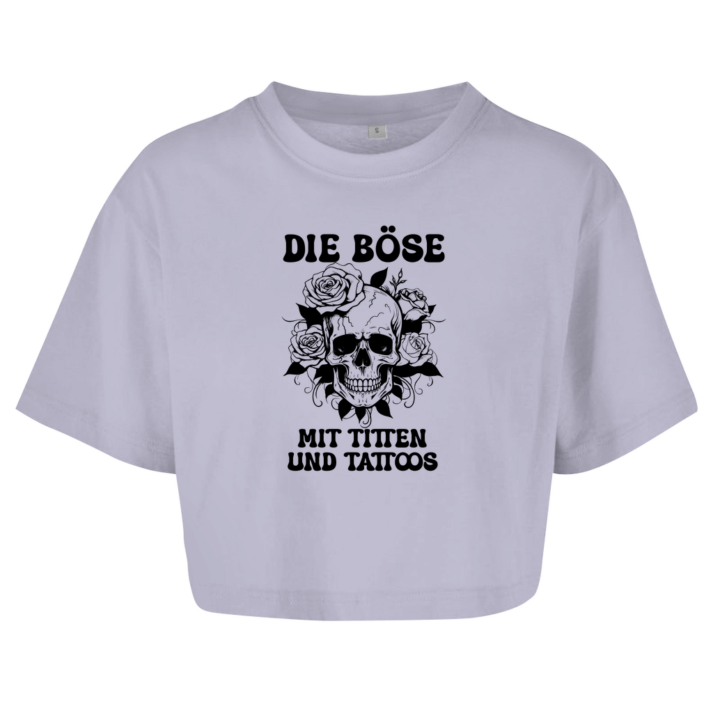 Die Böse - Damen Oversized Crop Top Clothes  Lila XS  Tattoo Fashion von inked-mafia.de. Dieses Teil gehört in jeden Kleiderschrank eines inked-rebels! Finde ideale Geschenke für Tätowierte, Tattoofans oder Tätowierer.