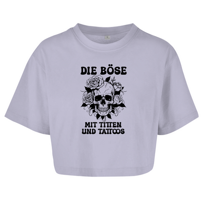 Die Böse - Damen Oversized Crop Top Clothes  Lila XS  Tattoo Fashion von inked-mafia.de. Dieses Teil gehört in jeden Kleiderschrank eines inked-rebels! Finde ideale Geschenke für Tätowierte, Tattoofans oder Tätowierer.