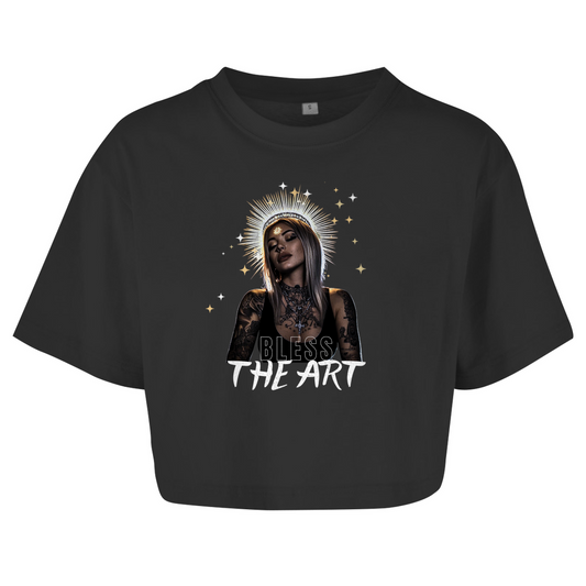 Bless the art - Damen Oversized Crop Top Clothes  Schwarz XS  Tattoo Fashion von inked-mafia.de. Dieses Teil gehört in jeden Kleiderschrank eines inked-rebels! Finde ideale Geschenke für Tätowierte, Tattoofans oder Tätowierer.