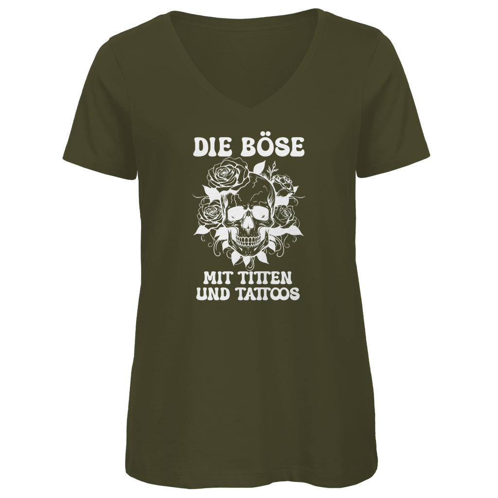 Die Böse - Damen Shirt Clothes  Khaki XS  Tattoo Fashion von inked-mafia.de. Dieses Teil gehört in jeden Kleiderschrank eines inked-rebels! Finde ideale Geschenke für Tätowierte, Tattoofans oder Tätowierer.