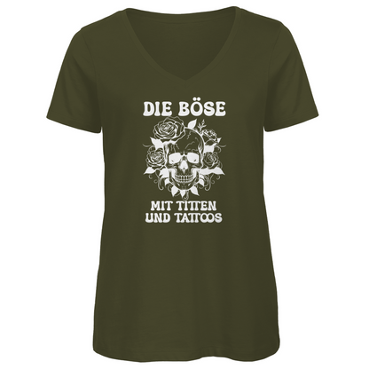 Die Böse - Damen Shirt Clothes  Khaki XS  Tattoo Fashion von inked-mafia.de. Dieses Teil gehört in jeden Kleiderschrank eines inked-rebels! Finde ideale Geschenke für Tätowierte, Tattoofans oder Tätowierer.