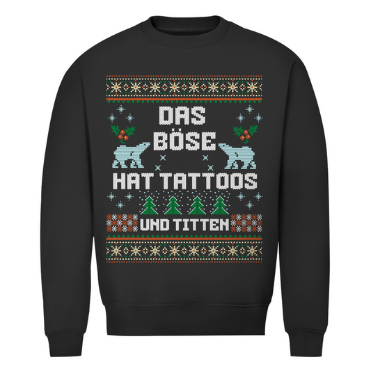 Das Böse - Unisex Weihnachtssweater Clothes  Schwarz XS  Tattoo Fashion von inked-mafia.de. Dieses Teil gehört in jeden Kleiderschrank eines inked-rebels! Finde ideale Geschenke für Tätowierte, Tattoofans oder Tätowierer.