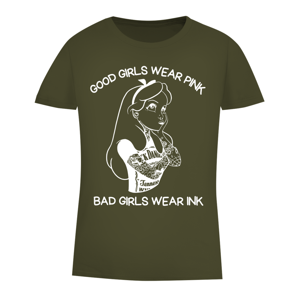 Bad Girls - Damen Shirt Clothes Khaki XS Tattoo Fashion von inked-mafia.de. Dieses Teil gehört in jeden Kleiderschrank eines inked-rebels! Finde ideale Geschenke für Tätowierte, Tattoofans oder Tätowierer.