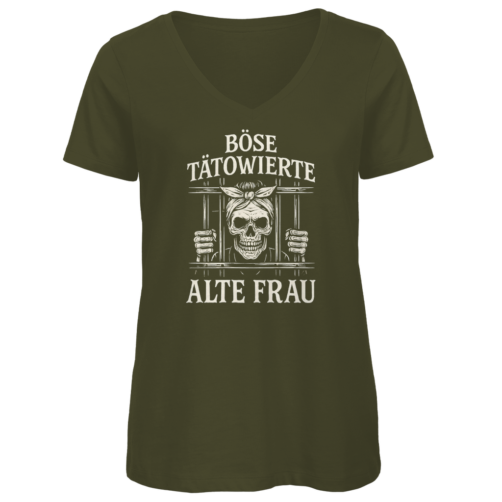 Alte Frau - Damen Shirt Clothes Khaki XS Tattoo Fashion von inked-mafia.de. Dieses Teil gehört in jeden Kleiderschrank eines inked-rebels! Finde ideale Geschenke für Tätowierte, Tattoofans oder Tätowierer.