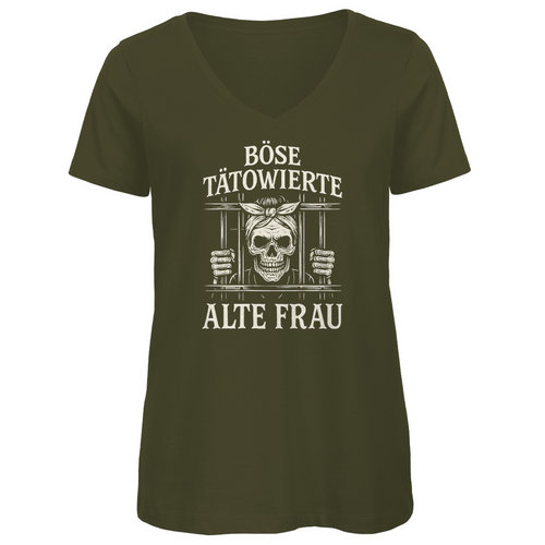 Alte Frau - Damen Shirt Clothes Khaki XS Tattoo Fashion von inked-mafia.de. Dieses Teil gehört in jeden Kleiderschrank eines inked-rebels! Finde ideale Geschenke für Tätowierte, Tattoofans oder Tätowierer.