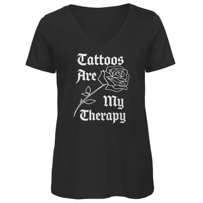 Therapy - Damen Shirt Clothes  Schwarz XS  Tattoo Fashion von inked-mafia.de. Dieses Teil gehört in jeden Kleiderschrank eines inked-rebels! Finde ideale Geschenke für Tätowierte, Tattoofans oder Tätowierer.