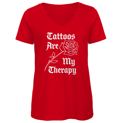 Therapy - Damen Shirt Clothes  Rot XS  Tattoo Fashion von inked-mafia.de. Dieses Teil gehört in jeden Kleiderschrank eines inked-rebels! Finde ideale Geschenke für Tätowierte, Tattoofans oder Tätowierer.