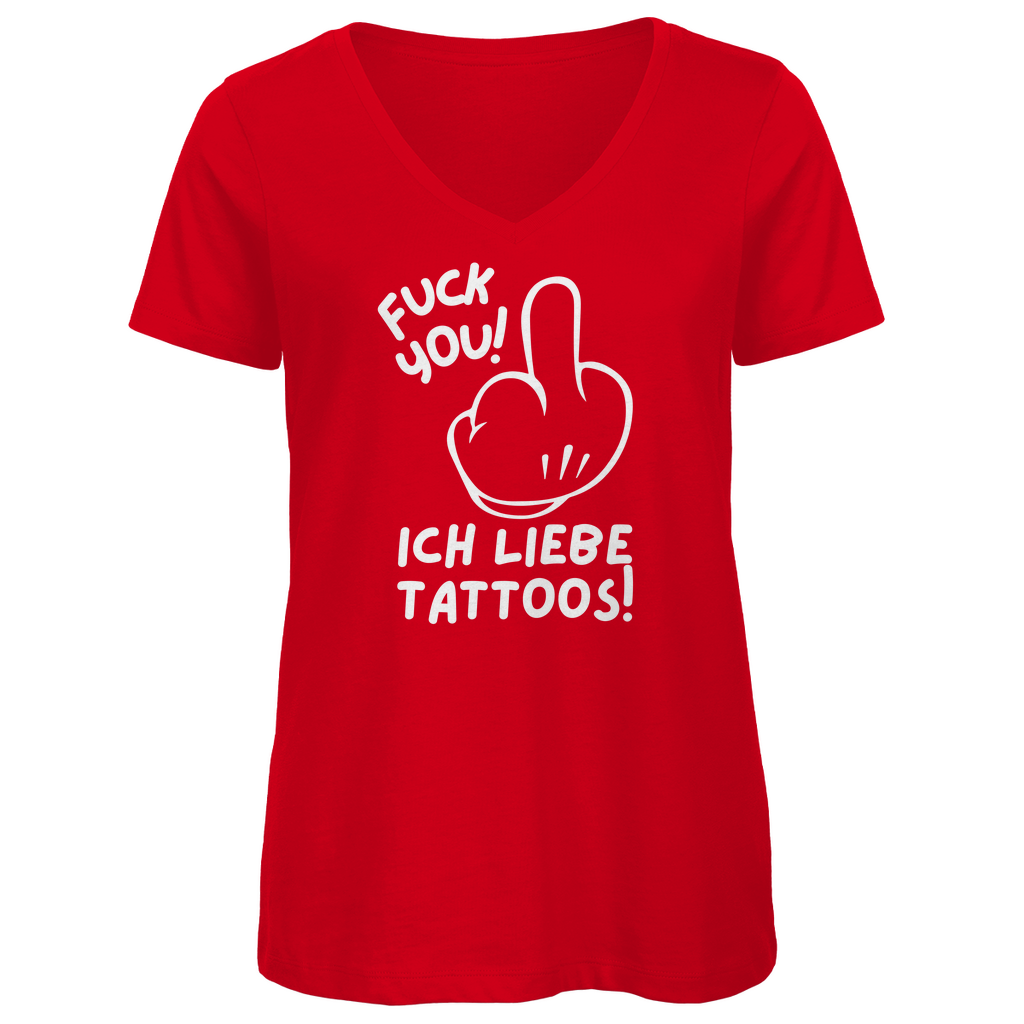 Fuck you - Damen Shirt Clothes Rot XS Tattoo Fashion von inked-mafia.de. Dieses Teil gehört in jeden Kleiderschrank eines inked-rebels! Finde ideale Geschenke für Tätowierte, Tattoofans oder Tätowierer.