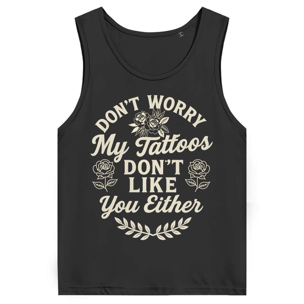 Don't worry - Herren Tank Top Clothes Schwarz S Tattoo Fashion von inked-mafia.de. Dieses Teil gehört in jeden Kleiderschrank eines inked-rebels! Finde ideale Geschenke für Tätowierte, Tattoofans oder Tätowierer.