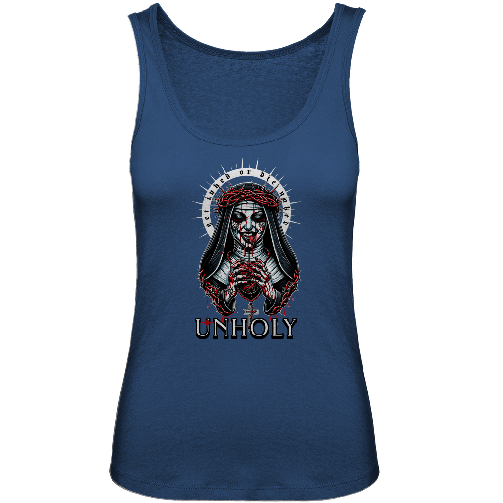 Unholy - Damen Tank Top Clothes Navy Blue XS Tattoo Fashion von inked-mafia.de. Dieses Teil gehört in jeden Kleiderschrank eines inked-rebels! Finde ideale Geschenke für Tätowierte, Tattoofans oder Tätowierer.