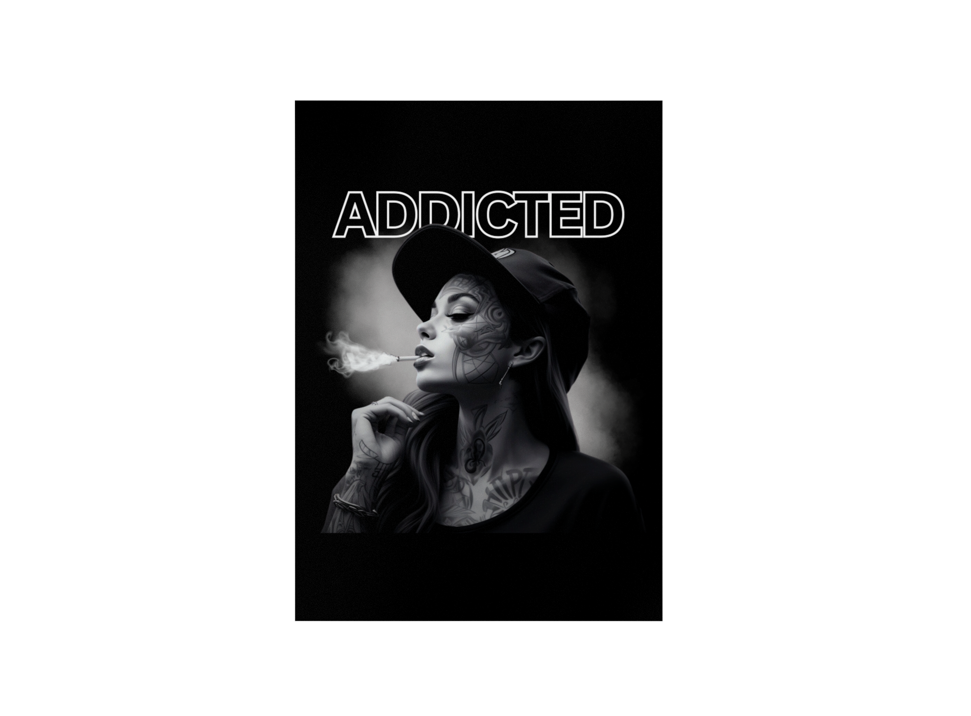 Addicted - Poster Poster     Tattoo Fashion von inked-mafia.de. Dieses Teil gehört in jeden Kleiderschrank eines inked-rebels! Finde ideale Geschenke für Tätowierte, Tattoofans oder Tätowierer.