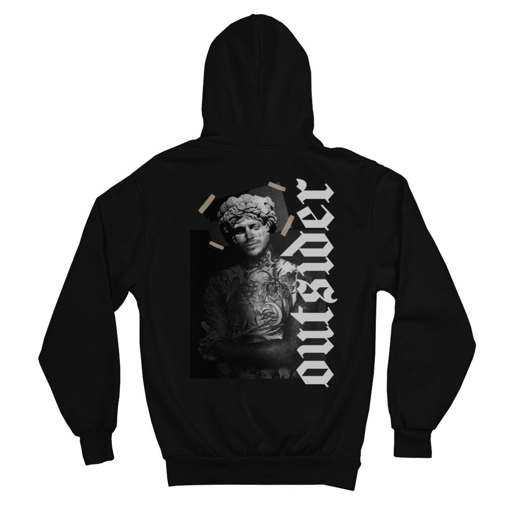 Outsider - Heavy Oversized Backprint Hoodie Hoodie  XS Schwarz  Tattoo Fashion von inked-mafia.de. Dieses Teil gehört in jeden Kleiderschrank eines inked-rebels! Finde ideale Geschenke für Tätowierte, Tattoofans oder Tätowierer.