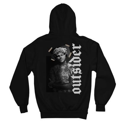 Outsider - Heavy Oversized Backprint Hoodie Hoodie  XS Schwarz  Tattoo Fashion von inked-mafia.de. Dieses Teil gehört in jeden Kleiderschrank eines inked-rebels! Finde ideale Geschenke für Tätowierte, Tattoofans oder Tätowierer.