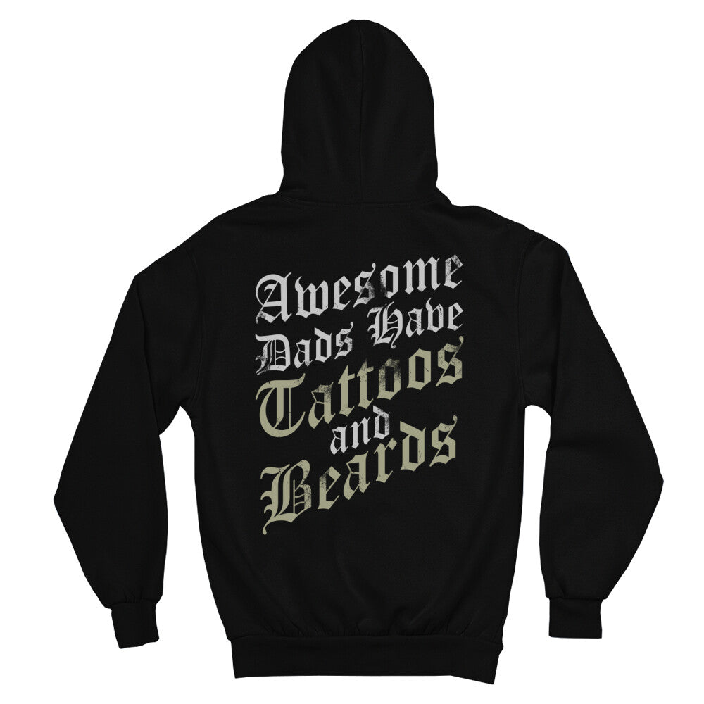 Awesome Dads - Heavy Oversized Backprint Hoodie Hoodie  XS Schwarz  Tattoo Fashion von inked-mafia.de. Dieses Teil gehört in jeden Kleiderschrank eines inked-rebels! Finde ideale Geschenke für Tätowierte, Tattoofans oder Tätowierer.