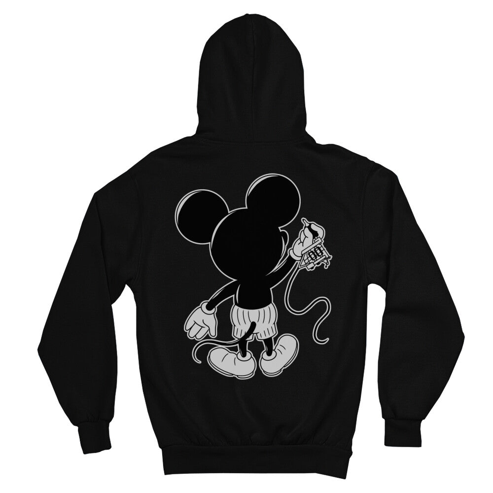 Inking Mouse - Heavy Oversized Backprint Hoodie Hoodie  XS Schwarz  Tattoo Fashion von inked-mafia.de. Dieses Teil gehört in jeden Kleiderschrank eines inked-rebels! Finde ideale Geschenke für Tätowierte, Tattoofans oder Tätowierer.