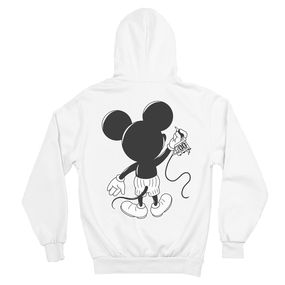 Inking Mouse - Heavy Oversized Backprint Hoodie Hoodie  XS Weiß  Tattoo Fashion von inked-mafia.de. Dieses Teil gehört in jeden Kleiderschrank eines inked-rebels! Finde ideale Geschenke für Tätowierte, Tattoofans oder Tätowierer.